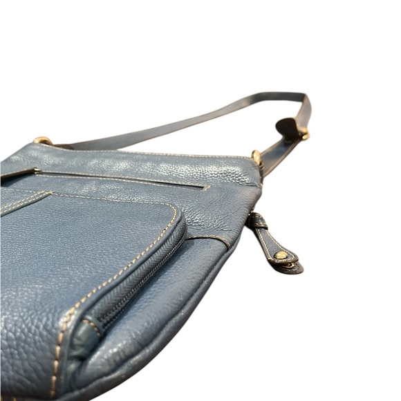 Tignanello blue Soft Leather Crossbody Bag Pleated Detail Silky Lining - Picture 8 of 11